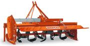 BEFCO TILL-RITE T40 rotary tiller with side-shift, designed for 20-40 HP tractors, in vibrant orange.