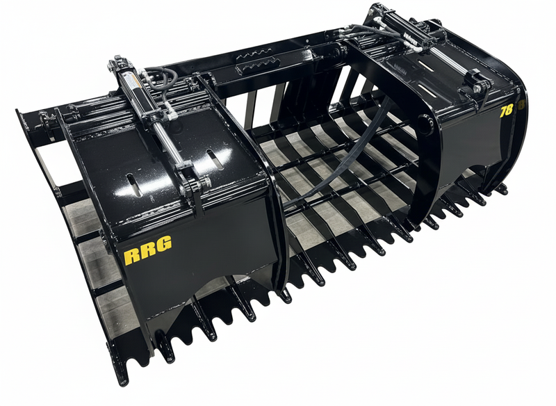 Black RRG 78 Stinger Attachment detached from tractor