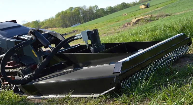 Brush Cutter | Mini Skid Steer Attachment | Hydraulic | Bi-Directional | Forged Steel Blades | 3/16" Steel Deck | Toro Dingo & Bobcat MT50 Compatible | 36"–50"