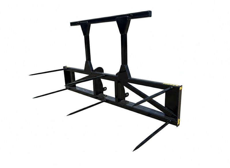 Wheel Loader 6+2 Tine Bale Spear Attachment – 3 or 5 Large Round Bale Mover