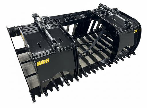 Front view of Stinger Attachments Tractor Root & Rock Grapple