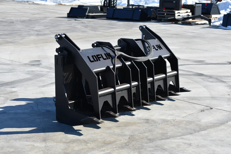 Vertical Grapple | Skid Steer Attachment | Hydraulic | 1-1/2" Independent Tines | 2" x 10" Cylinders | Quick Attach | 60"–84"