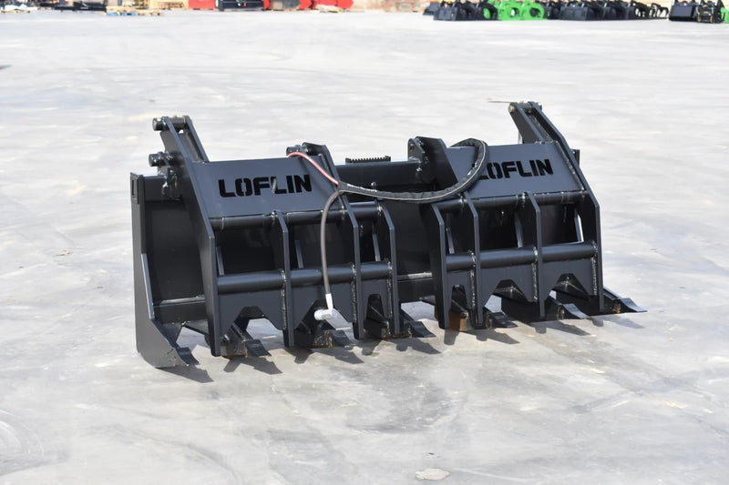 Heavy Duty Vertical Grapple | Skid Steer Attachment | Hydraulic | 1-1/2" Independent Tines | 2" x 10" Cylinders | Quick Attach | 72"–84"