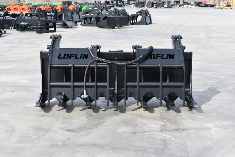 Heavy Duty Vertical Grapple | Skid Steer Attachment | Hydraulic | 1-1/2" Independent Tines | 2" x 10" Cylinders | Quick Attach | 72"–84"