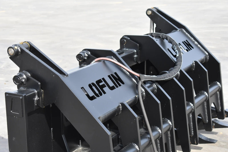 Heavy Duty Vertical Grapple | Skid Steer Attachment | Hydraulic | 1-1/2" Independent Tines | 2" x 10" Cylinders | Quick Attach | 72"–84"