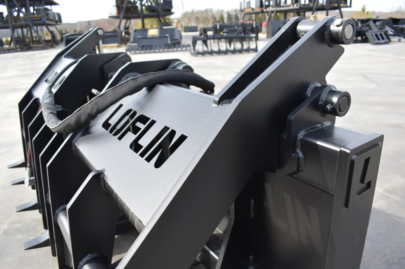 Heavy Duty Vertical Grapple | Skid Steer Attachment | Hydraulic | 1-1/2" Independent Tines | 2" x 10" Cylinders | Quick Attach | 72"–84"