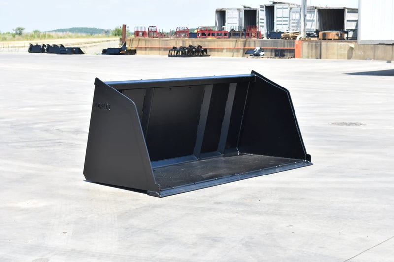 Turkey Litter Bucket | Skid Steer Attachment | High Capacity | 3/16" Steel | 3/4" x 6" Cutting Edge | 1/2" Wear Bars | Optional Bolt-On Reversible Edge | 48"–120"