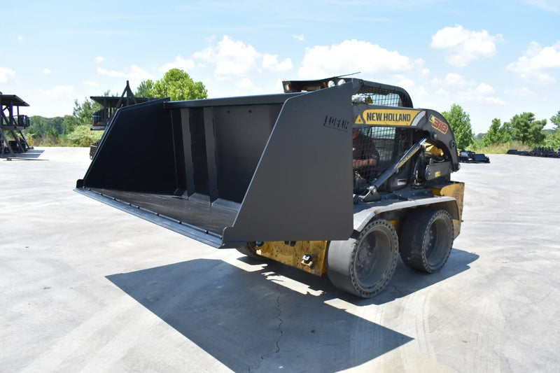 Turkey Litter Bucket | Skid Steer Attachment | High Capacity | 3/16" Steel | 3/4" x 6" Cutting Edge | 1/2" Wear Bars | Optional Bolt-On Reversible Edge | 48"–120"
