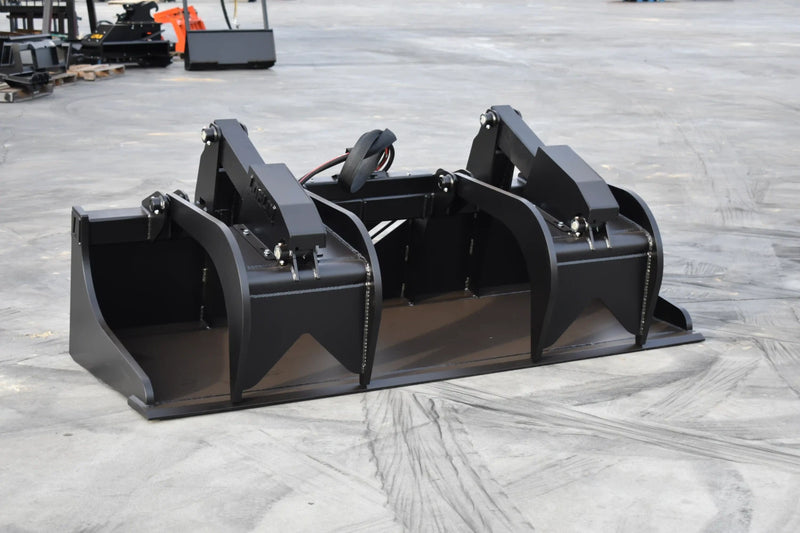 Extra Heavy Duty Grapple Bucket | Skid Steer Attachment | Hydraulic | 9,500 lb Grapple Force | 1" Independent Tines | 1" x 8" Cutting Edge | 1" Thick Sides | Quick Attach | 66"–84"