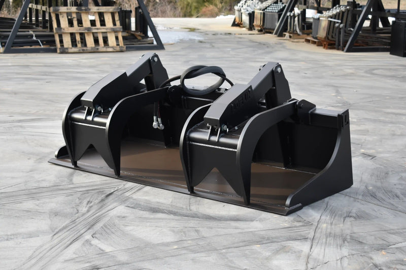 Extra Heavy Duty Grapple Bucket | Skid Steer Attachment | Hydraulic | 9,500 lb Grapple Force | 1" Independent Tines | 1" x 8" Cutting Edge | 1" Thick Sides | Quick Attach | 66"–84"