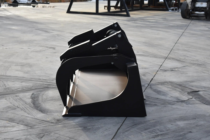 Extra Heavy Duty Grapple Bucket | Skid Steer Attachment | Hydraulic | 9,500 lb Grapple Force | 1" Independent Tines | 1" x 8" Cutting Edge | 1" Thick Sides | Quick Attach | 66"–84"