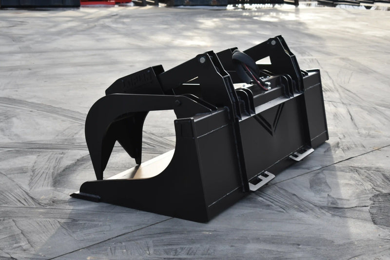 Extra Heavy Duty Grapple Bucket | Skid Steer Attachment | Hydraulic | 9,500 lb Grapple Force | 1" Independent Tines | 1" x 8" Cutting Edge | 1" Thick Sides | Quick Attach | 66"–84"
