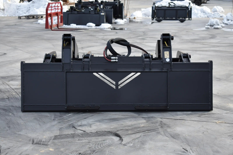 Extra Heavy Duty Grapple Bucket | Skid Steer Attachment | Hydraulic | 9,500 lb Grapple Force | 1" Independent Tines | 1" x 8" Cutting Edge | 1" Thick Sides | Quick Attach | 66"–84"