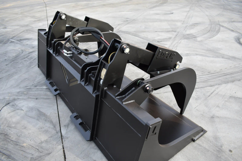Extra Heavy Duty Grapple Bucket | Skid Steer Attachment | Hydraulic | 9,500 lb Grapple Force | 1" Independent Tines | 1" x 8" Cutting Edge | 1" Thick Sides | Quick Attach | 66"–84"