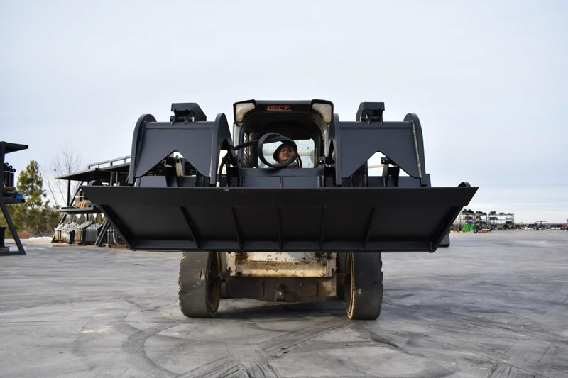 Extra Heavy Duty Grapple Bucket | Skid Steer Attachment | Hydraulic | 9,500 lb Grapple Force | 1" Independent Tines | 1" x 8" Cutting Edge | 1" Thick Sides | Quick Attach | 66"–84"