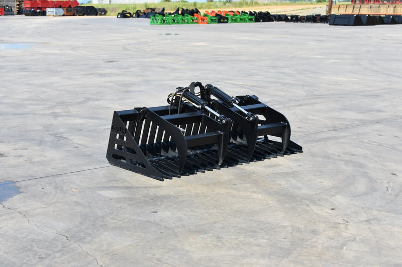 Rock Grapple | Compact Tractor Attachment | Hydraulic | Independent Tines | 3/8" Steel | 3-3/8" Tine Spacing | Quick Attach | 60"–84"