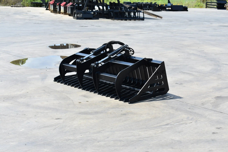 Rock Grapple | Compact Tractor Attachment | Hydraulic | Independent Tines | 3/8" Steel | 3-3/8" Tine Spacing | Quick Attach | 60"–84"