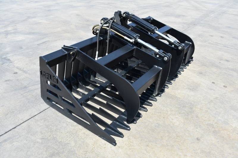 Rock Grapple | Compact Tractor Attachment | Hydraulic | Independent Tines | 3/8" Steel | 3-3/8" Tine Spacing | Quick Attach | 60"–84"