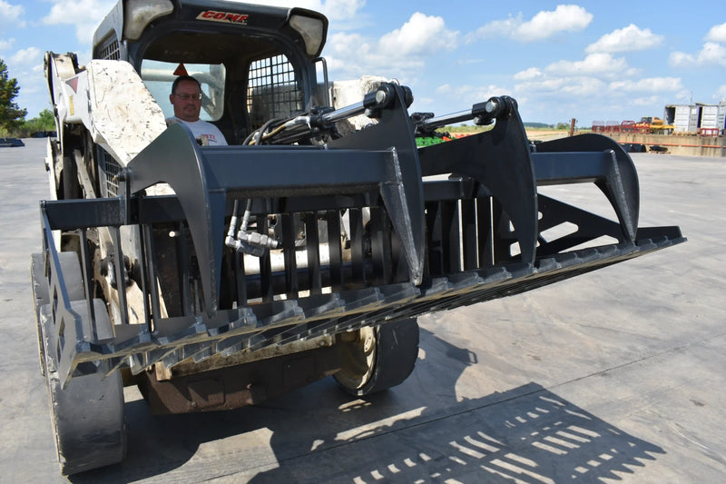 Rock Grapple | Compact Tractor Attachment | Hydraulic | Independent Tines | 3/8" Steel | 3-3/8" Tine Spacing | Quick Attach | 60"–84"