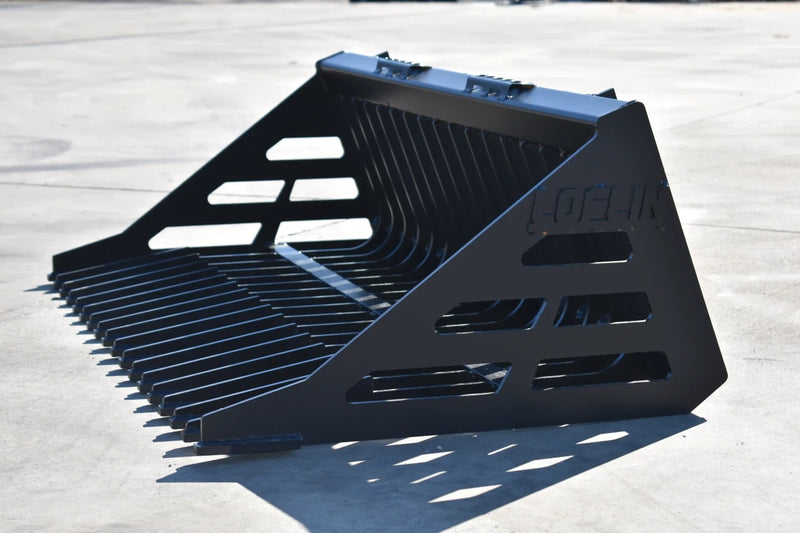 Rock Bucket | Skid Steer Attachment | Skeleton Style | 3/8" Steel | 3-3/8" Tine Spacing | Sifting & Sorting | 60"–96"