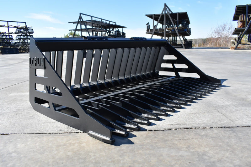 Rock Bucket | Skid Steer Attachment | Skeleton Style | 3/8" Steel | 3-3/8" Tine Spacing | Sifting & Sorting | 60"–96"