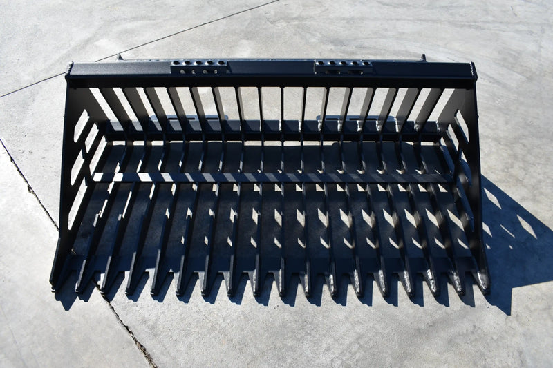 Rock Bucket | Skid Steer Attachment | Skeleton Style | 3/8" Steel | 3-3/8" Tine Spacing | Sifting & Sorting | 60"–96"