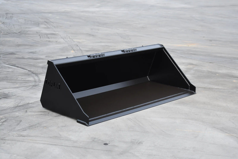 Low Profile Skid Steer Bucket | Skid Steer Attachment | Up to 70 HP | 3/16" Steel | 3/4" x 6" Cutting Edge | Wear Bars | With or Without Teeth | 60"–84"