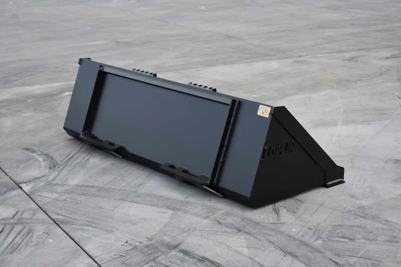Low Profile Skid Steer Bucket | Skid Steer Attachment | Up to 70 HP | 3/16" Steel | 3/4" x 6" Cutting Edge | Wear Bars | With or Without Teeth | 60"–84"