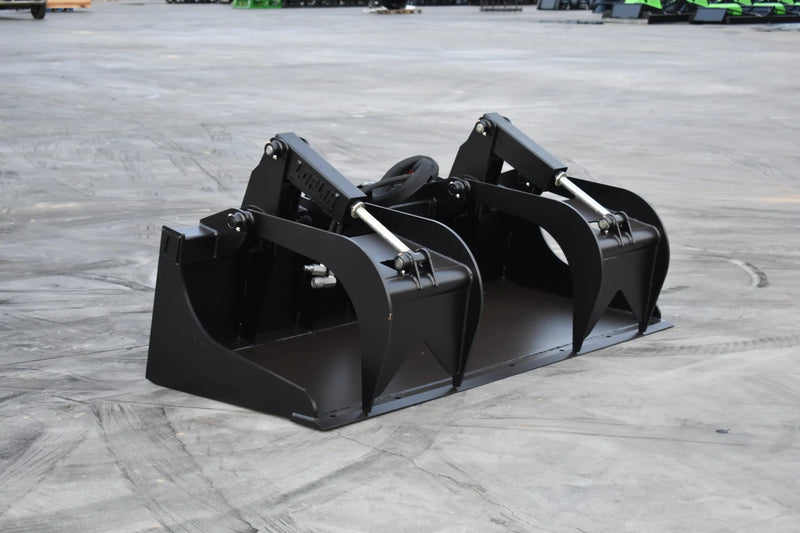 Grapple Bucket | Skid Steer Attachment | Hydraulic | 9,500 lb Grapple Force | Independent Tines | 3/4" x 6" Cutting Edge | Up to 75 HP | Quick Attach | 60"–84"