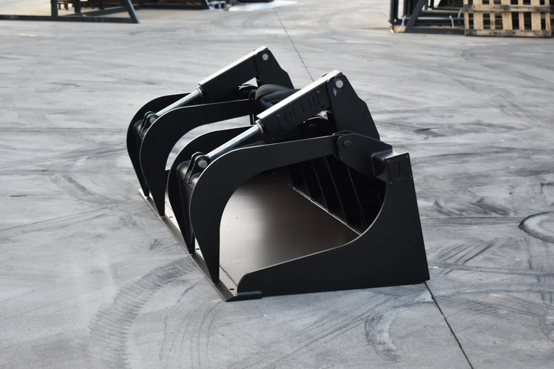 Grapple Bucket | Skid Steer Attachment | Hydraulic | 9,500 lb Grapple Force | Independent Tines | 3/4" x 6" Cutting Edge | Up to 75 HP | Quick Attach | 60"–84"