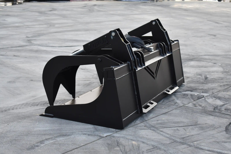 Grapple Bucket | Skid Steer Attachment | Hydraulic | 9,500 lb Grapple Force | Independent Tines | 3/4" x 6" Cutting Edge | Up to 75 HP | Quick Attach | 60"–84"
