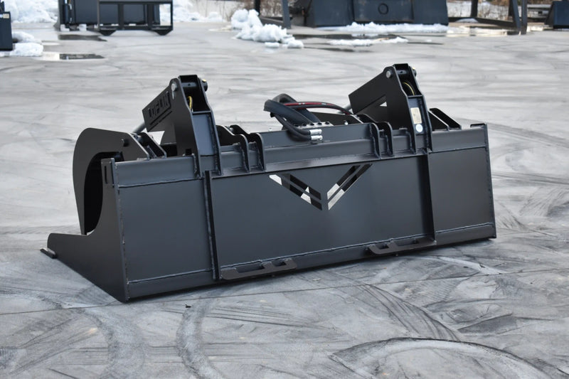 Grapple Bucket | Skid Steer Attachment | Hydraulic | 9,500 lb Grapple Force | Independent Tines | 3/4" x 6" Cutting Edge | Up to 75 HP | Quick Attach | 60"–84"