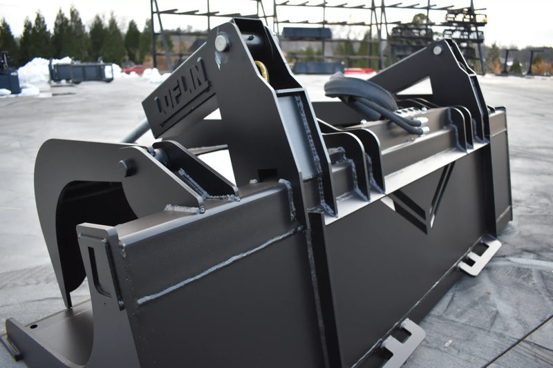 Grapple Bucket | Skid Steer Attachment | Hydraulic | 9,500 lb Grapple Force | Independent Tines | 3/4" x 6" Cutting Edge | Up to 75 HP | Quick Attach | 60"–84"