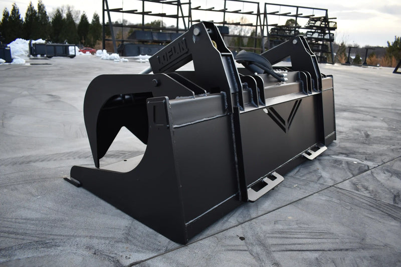 Grapple Bucket | Skid Steer Attachment | Hydraulic | 9,500 lb Grapple Force | Independent Tines | 3/4" x 6" Cutting Edge | Up to 75 HP | Quick Attach | 60"–84"
