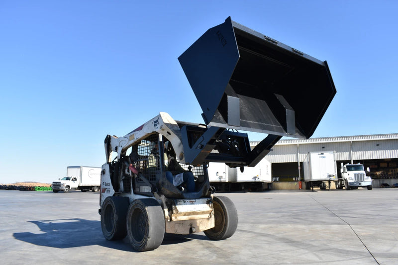 Skid Steer Front Dump Bucket – Extended Reach for Tall Truck Loading