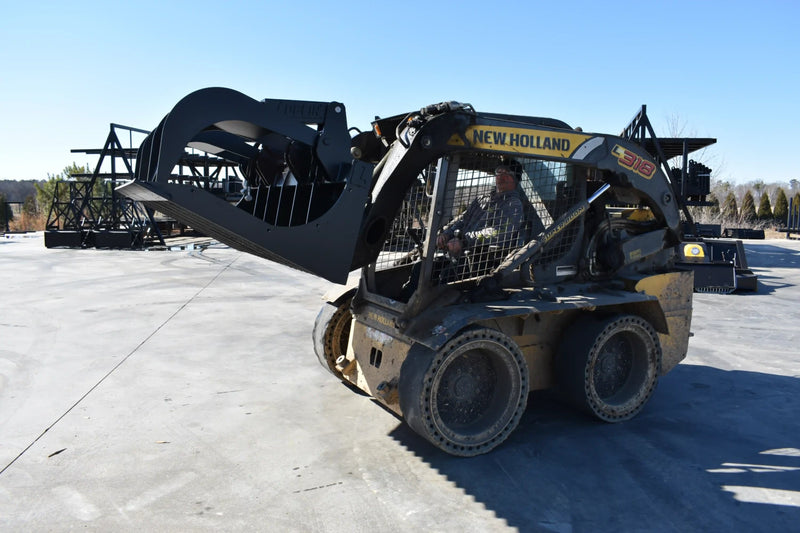 Standard Duty Rock Grapple | Skid Steer Attachment | Hydraulic | 1/2" Steel Tines | 3" Tine Spacing | 2" x 10" Cylinders | Quick Attach | 66"–84"