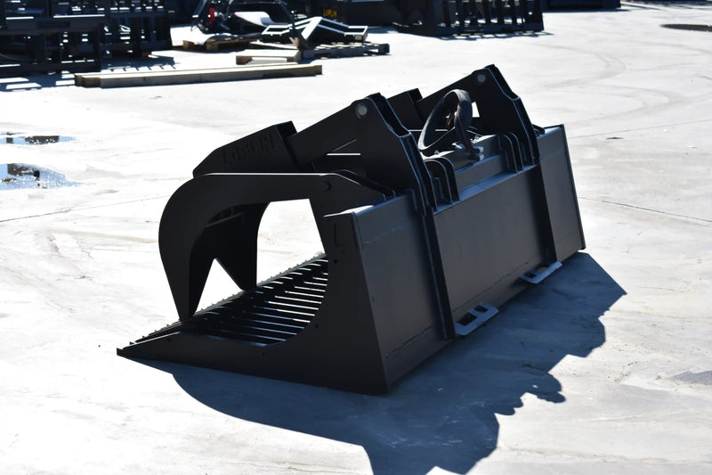 Heavy Duty Rock Grapple | Skid Steer Attachment | Hydraulic | 1/2" Steel Tines | 3" Tine Spacing | 2" x 10" Cylinders | Quick Attach | 66"–84"