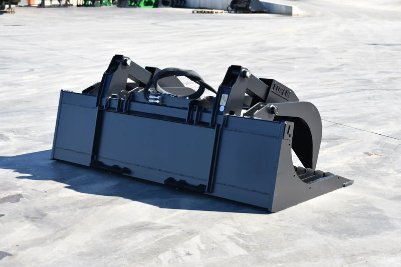 Heavy Duty Rock Grapple | Skid Steer Attachment | Hydraulic | 1/2" Steel Tines | 3" Tine Spacing | 2" x 10" Cylinders | Quick Attach | 66"–84"