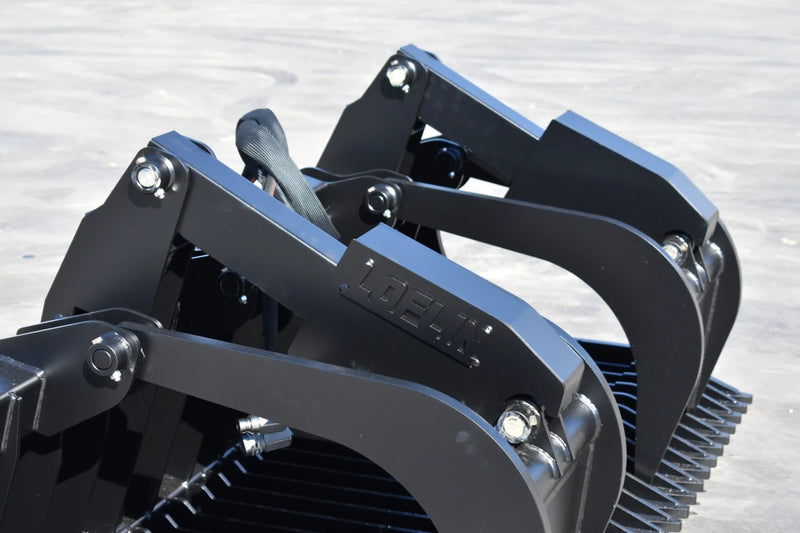 Heavy Duty Rock Grapple | Skid Steer Attachment | Hydraulic | 1/2" Steel Tines | 3" Tine Spacing | 2" x 10" Cylinders | Quick Attach | 66"–84"