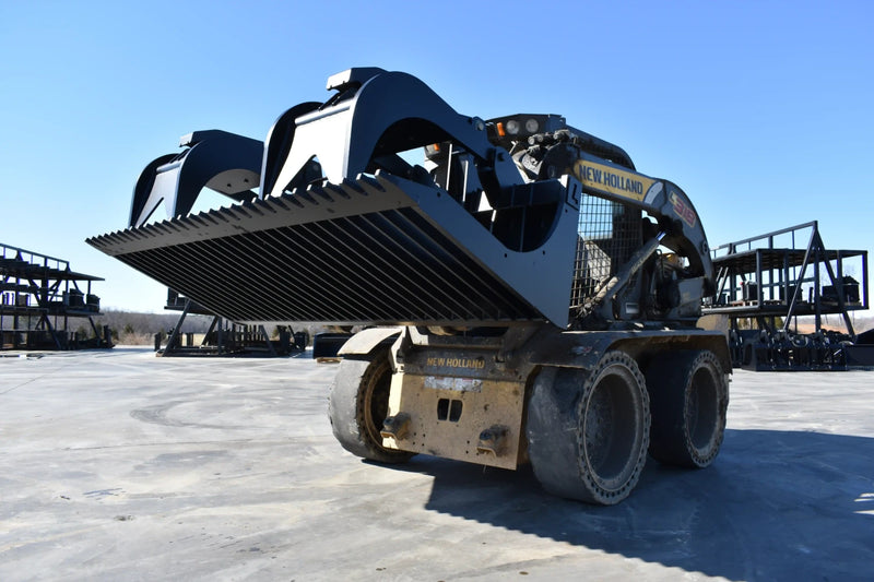 Heavy Duty Rock Grapple | Skid Steer Attachment | Hydraulic | 1/2" Steel Tines | 3" Tine Spacing | 2" x 10" Cylinders | Quick Attach | 66"–84"