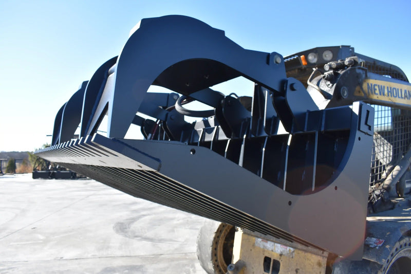 Heavy Duty Rock Grapple | Skid Steer Attachment | Hydraulic | 1/2" Steel Tines | 3" Tine Spacing | 2" x 10" Cylinders | Quick Attach | 66"–84"