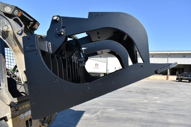 Heavy Duty Rock Grapple | Skid Steer Attachment | Hydraulic | 1/2" Steel Tines | 3" Tine Spacing | 2" x 10" Cylinders | Quick Attach | 66"–84"