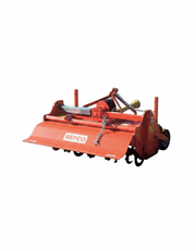BEFCO TILL-RITE T30 rotary tiller, orange, for 16-30 HP tractors, featuring side-shift and PTO drive.