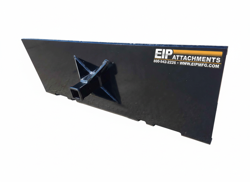 Skid Steer Receiver Hitch Attachment by EIP, 3,500 lb capacity, black powder-coated steel, 2-inch receiver.