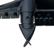 Close-up of BEFCO MOLE auger with fish-tail point, ensuring precise penetration in rocky or root-filled soil.
