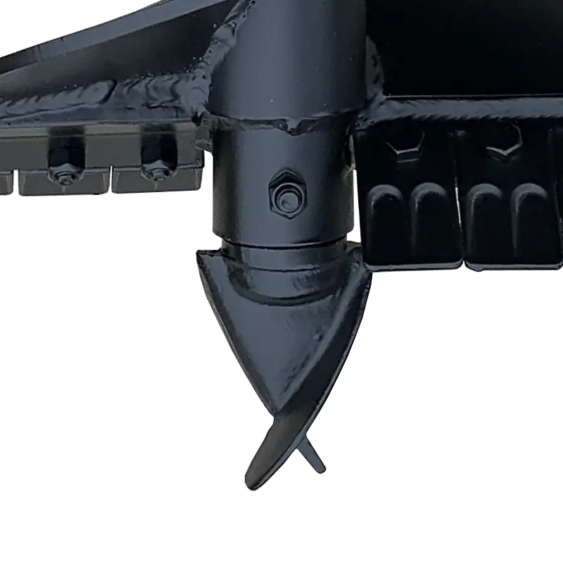 Close-up of BEFCO MOLE auger with fish-tail point, ensuring precise penetration in rocky or root-filled soil.