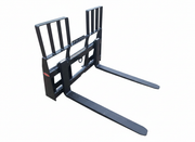 Walk Through Pallet Fork Frame for skid steers with 5200 lb capacity, 45-inch steel frame, powder-coated.