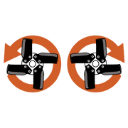 Illustration of BEFCO TILL-RITE T30's rotor rotation options, forward and reverse, for versatile tilling.