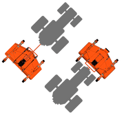 Diagram of BEFCO mower's offset capability, highlighting its adjustable hitch positioning for flexible mowing.