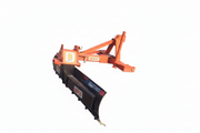 BEFCO Tractor Rear Blade with adjustable tilt, angle, and offset for 30-80 HP tractors, shown in orange steel.